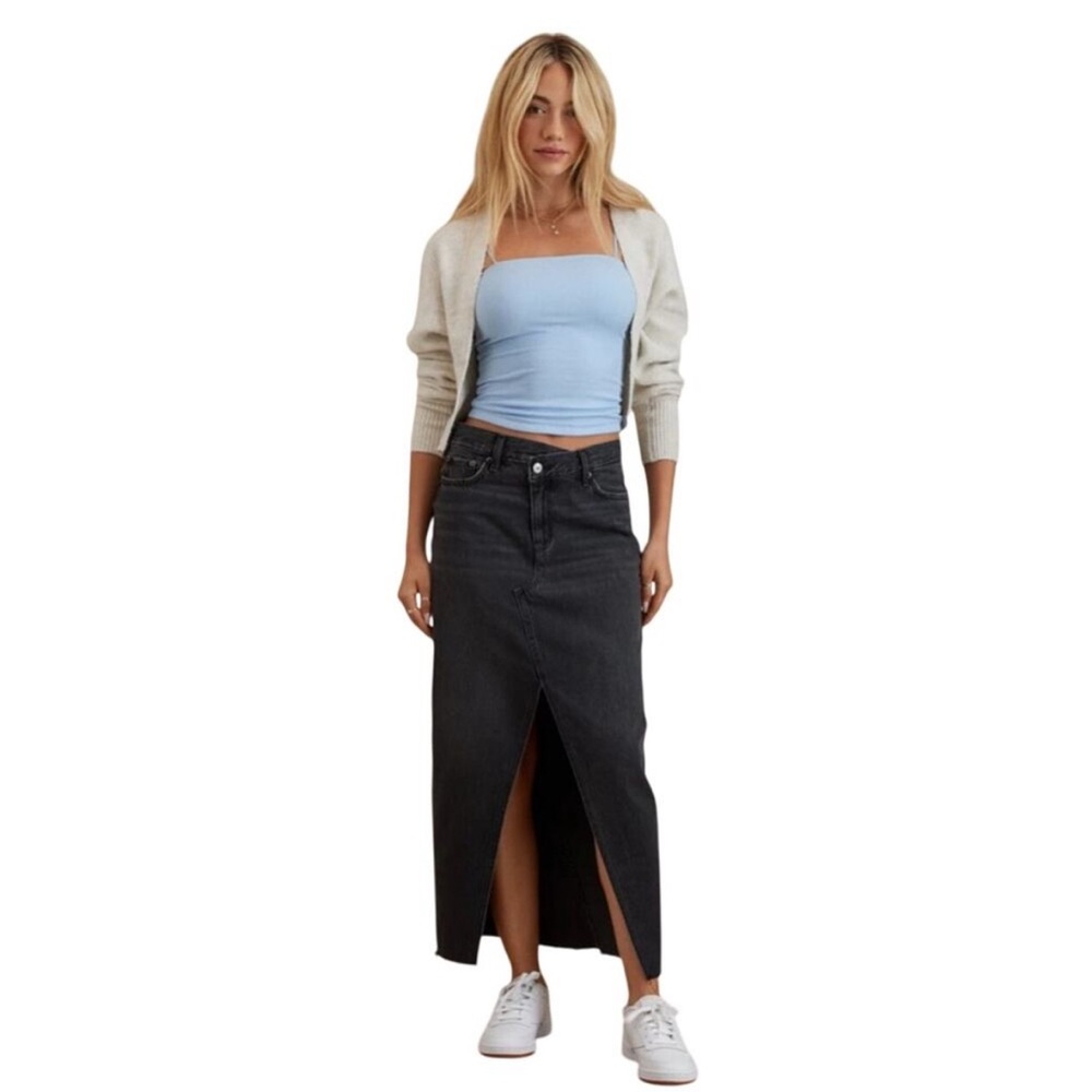 American Eagle Outfitters Black Denim Maxi Skirt Size 14